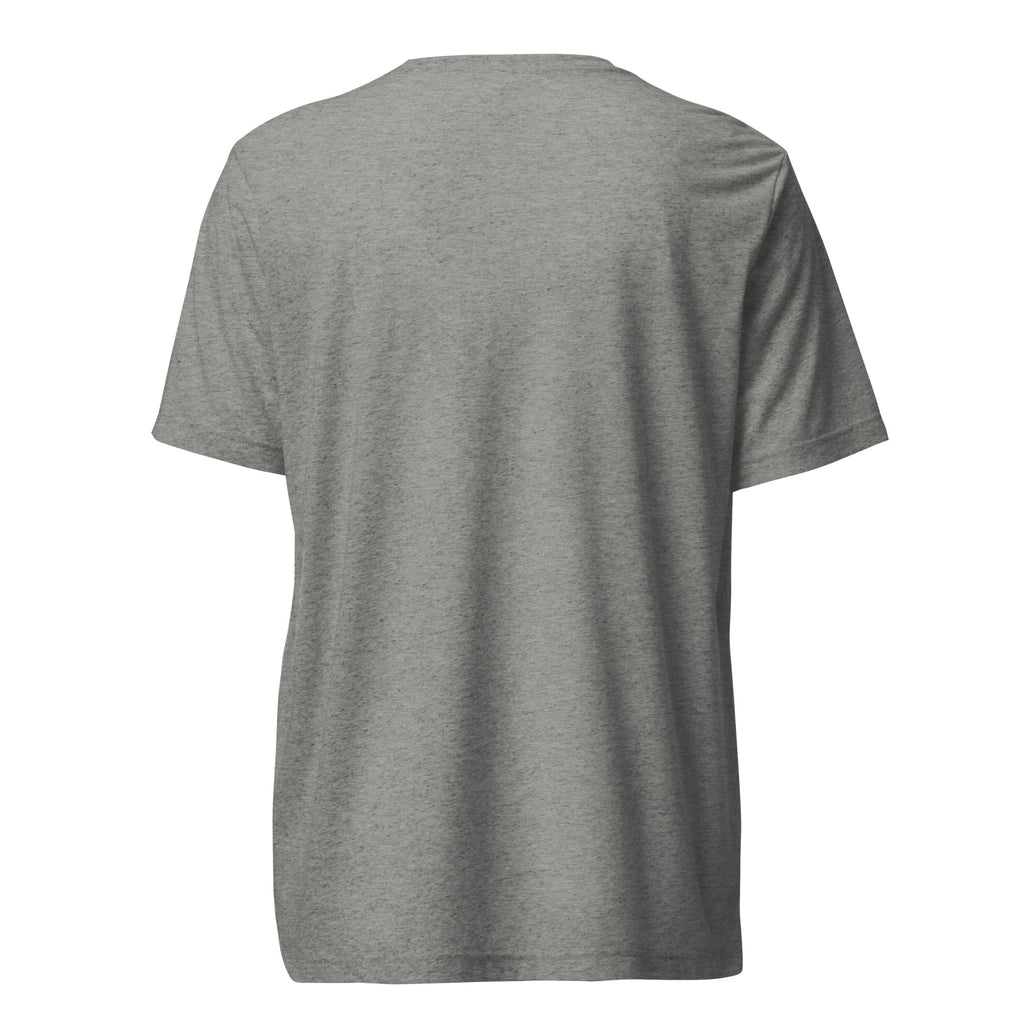 Can’t Talk, Existential Dread sarcastic t-shirt - athletic grey triblend, back view