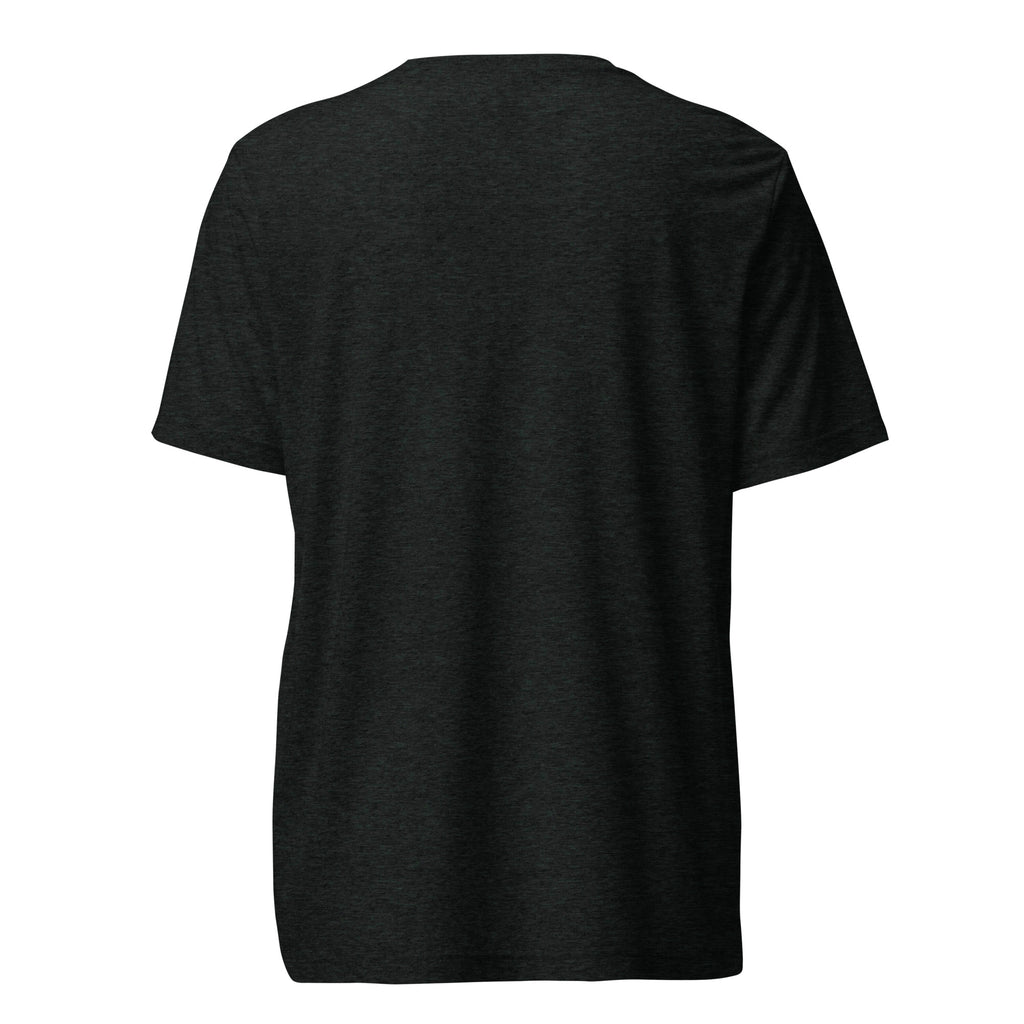 Can’t Talk, Existential Dread sarcastic t-shirt - charcoal black triblend, back view