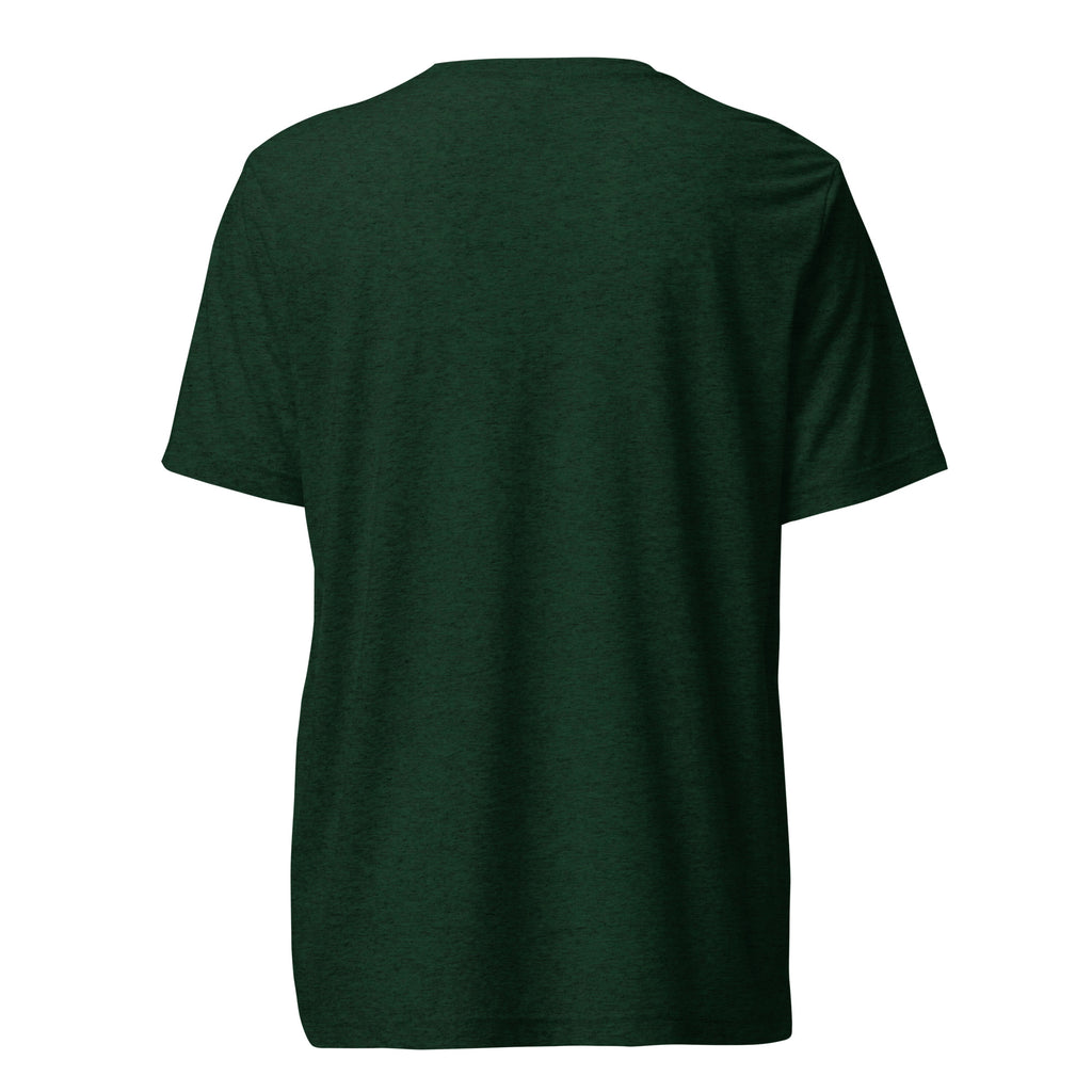 Can’t Talk, Existential Dread sarcastic t-shirt - emerald triblend, back view
