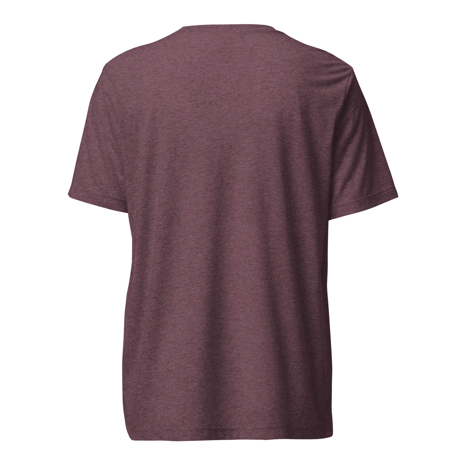 Teamwork Makes Me Tired sarcastic t-shirt - maroon triblend, back view