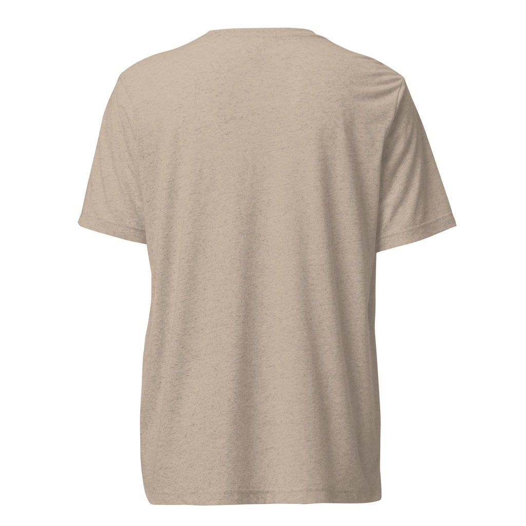 Can’t Talk, Existential Dread sarcastic t-shirt - tan triblend, back view