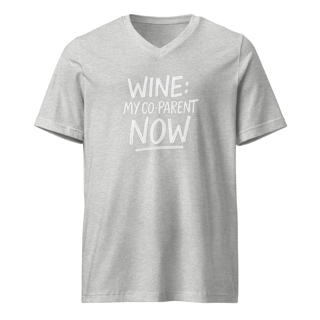 Wine: My Co-Parent Now sarcastic tumbler - athletic heather, front view