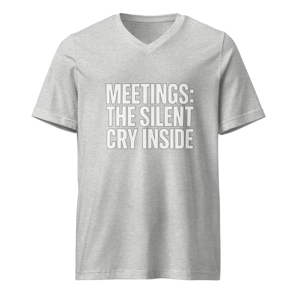 Meetings: The Silent Cry Inside sarcastic t-shirt - athletic heather, front view
