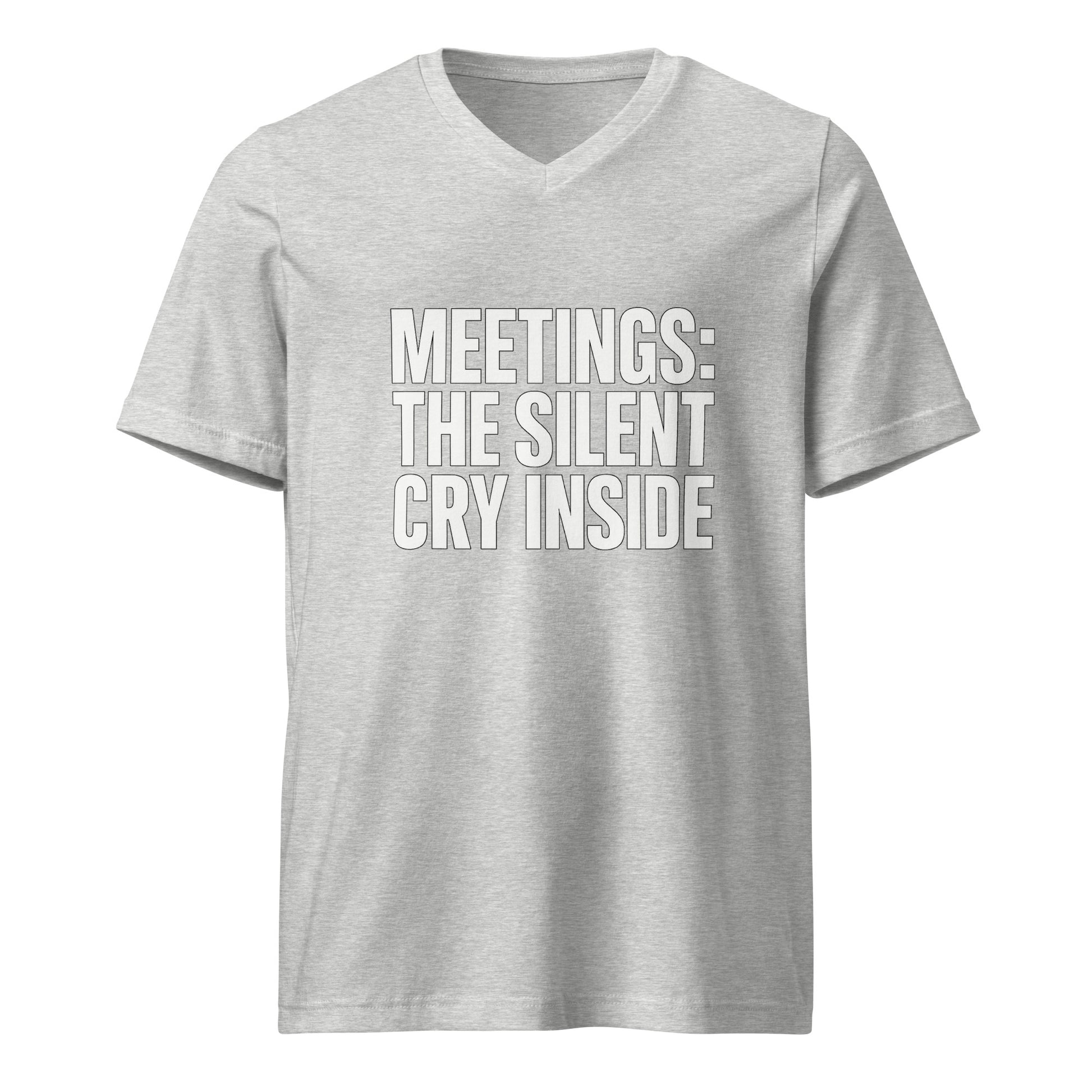Meetings: The Silent Cry Inside sarcastic t-shirt - athletic heather, front view