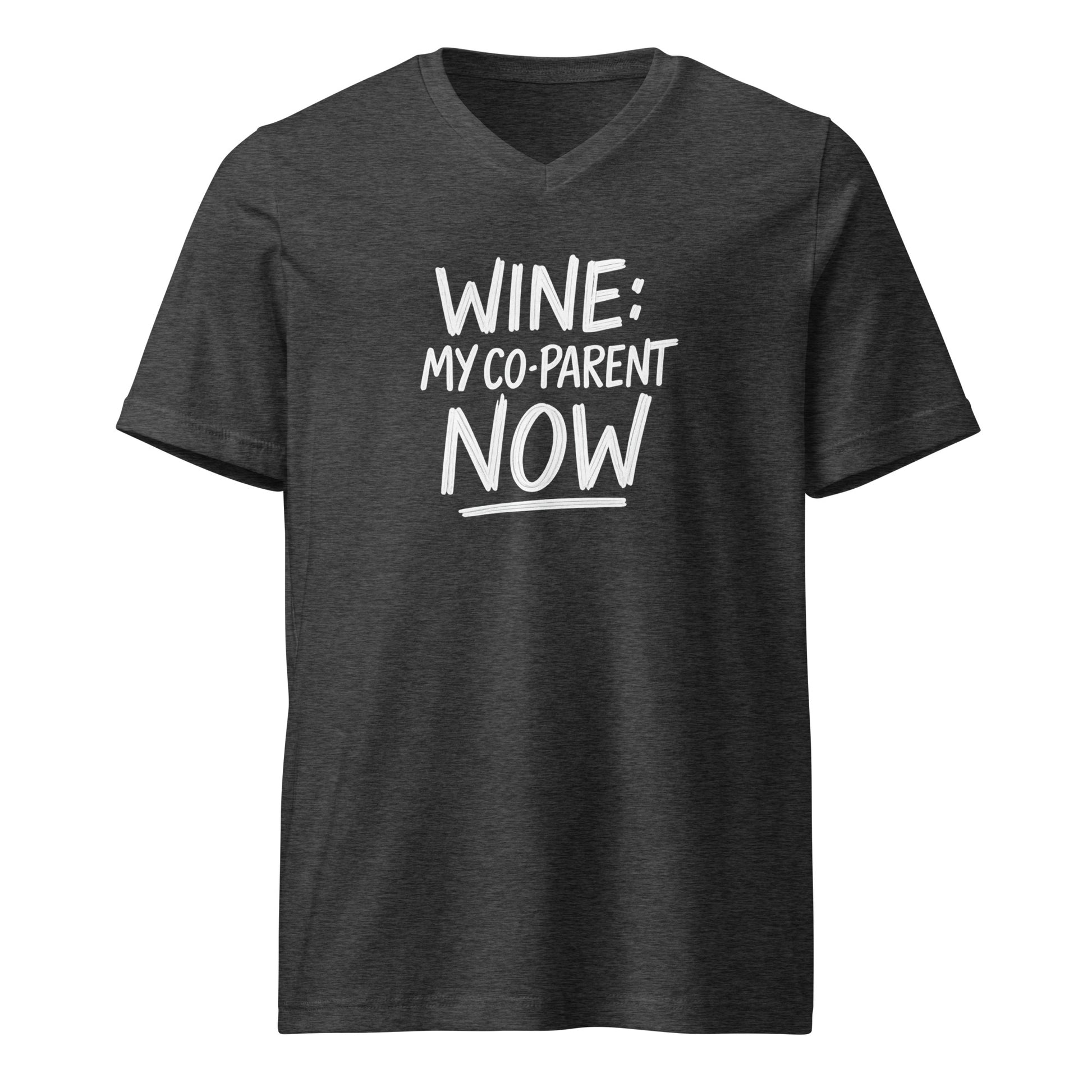 Wine: My Co-Parent Now sarcastic tumbler - dark grey heather, front view