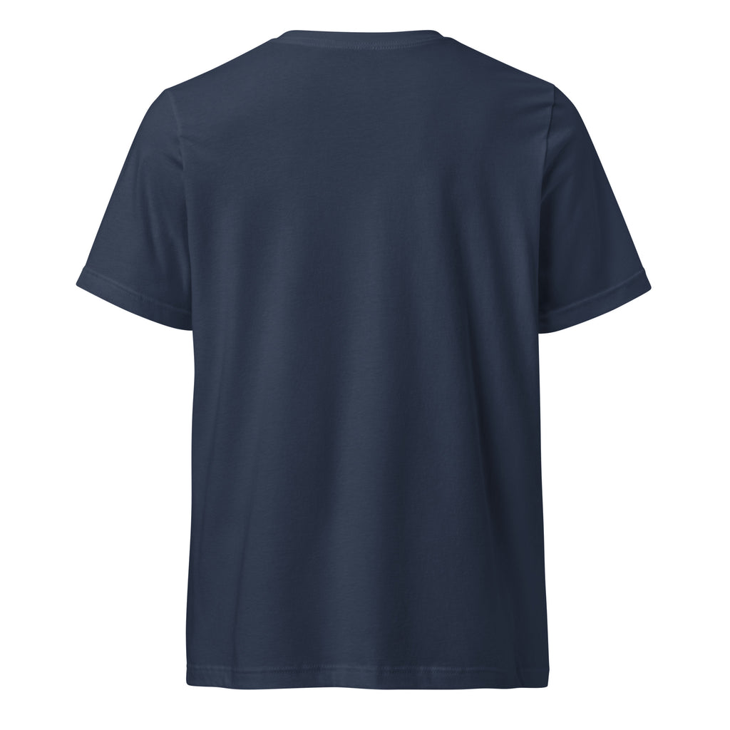 If you find me offensive. Then I suggest quit finding me. sarcastic t-shirt - neck navy, back view