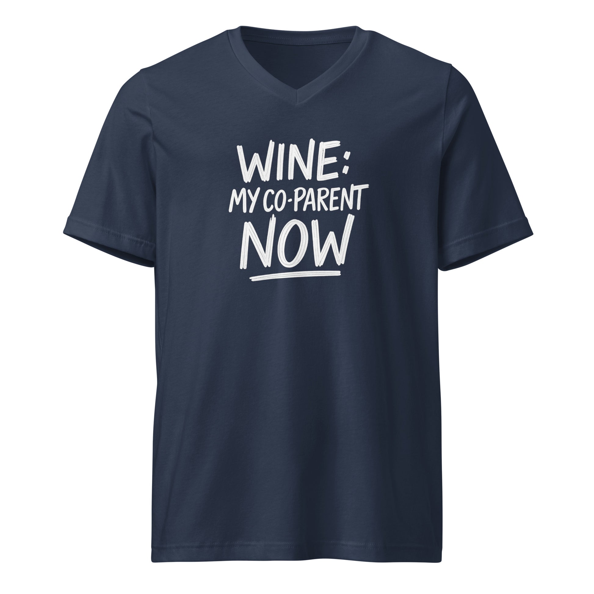 Wine: My Co-Parent Now sarcastic tumbler - neck navy, front view