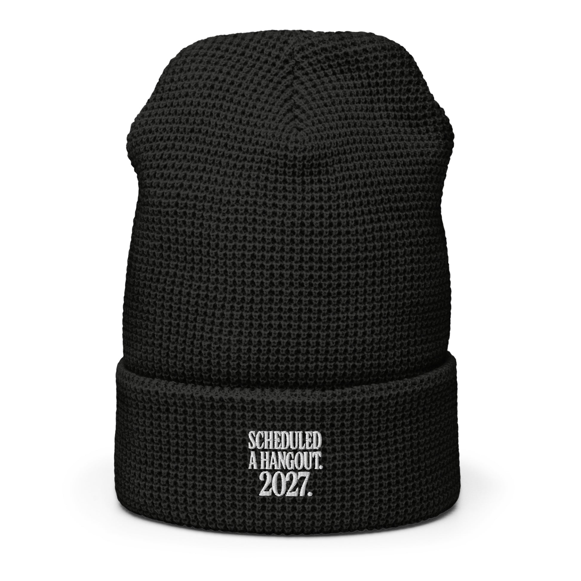 Scheduled a Hangout. 2027. - Sarcastic Beanie | PureSarcasm in Beanie Black - Front View | Sarcastic Beanie | PureSarcasm