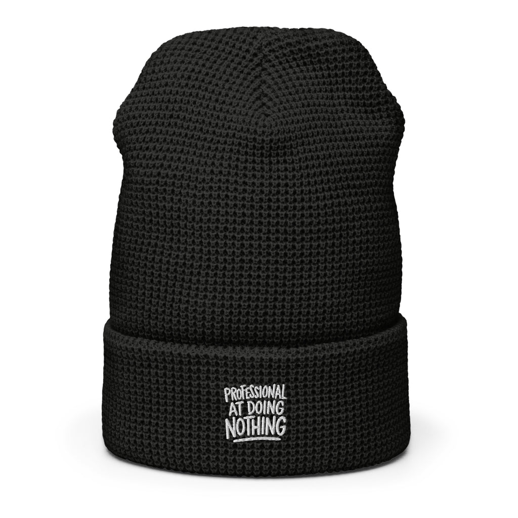 Professional at Doing Nothing - Sarcastic Beanie in Beanie Black - Front View | Sarcastic Beanie | PureSarcasm