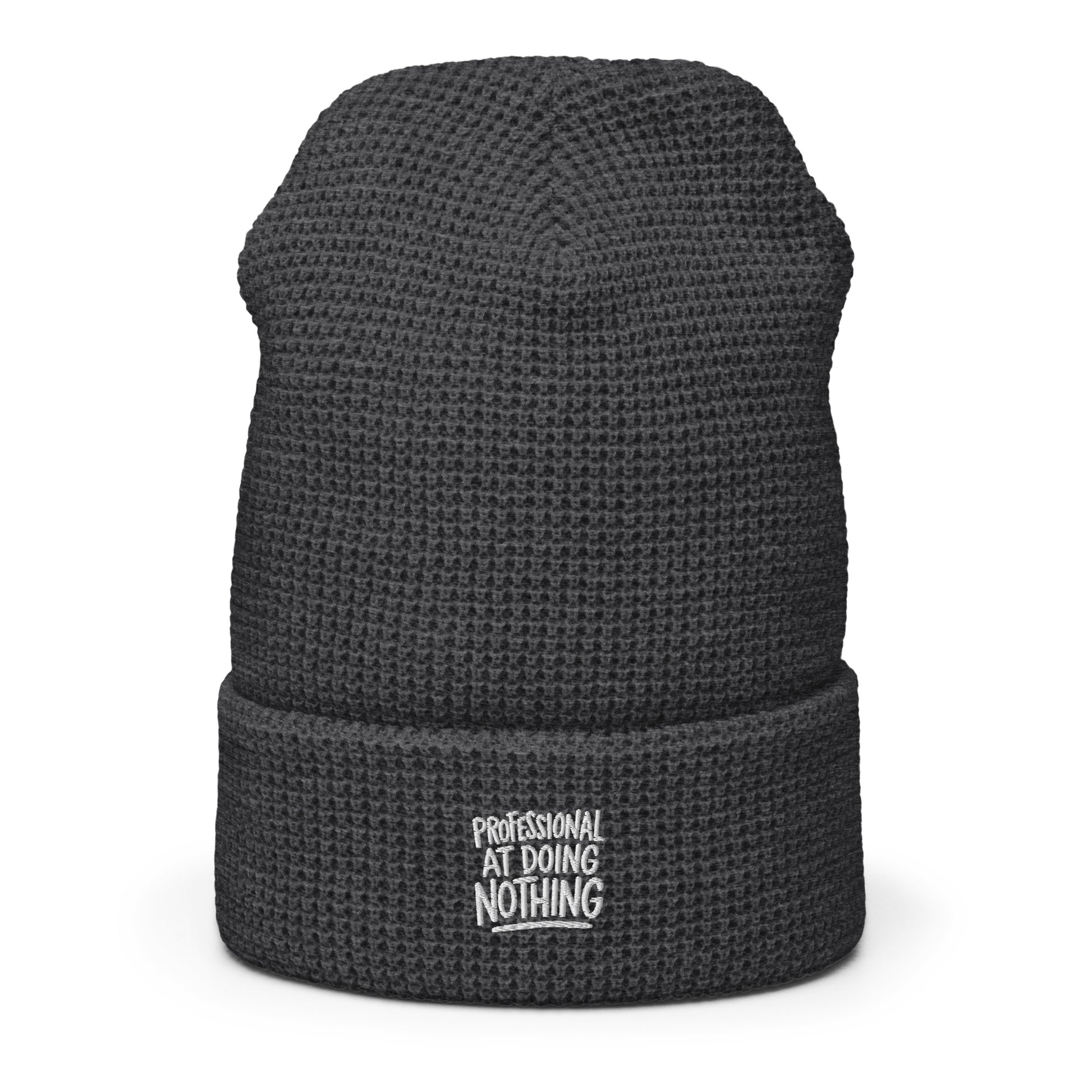 Professional at Doing Nothing - Sarcastic Beanie in Beanie Heather Charcoal - Front View | Sarcastic Beanie | PureSarcasm