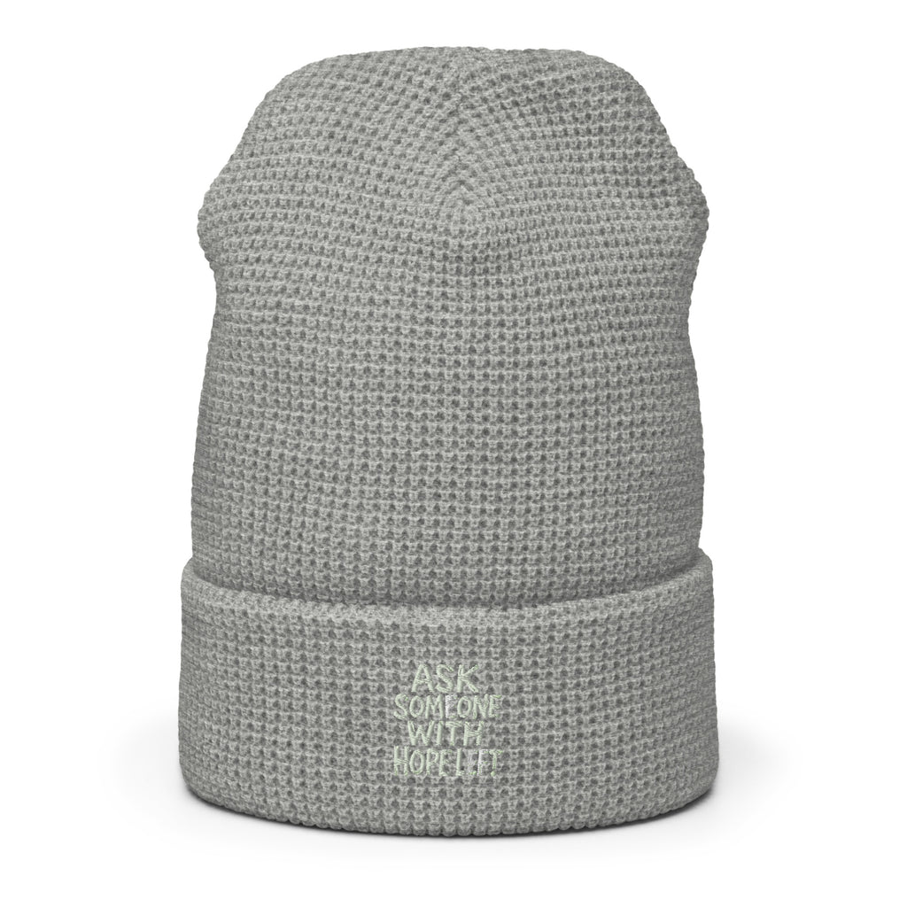 Ask Someone With Hope Left - Sarcastic Beanie in Beanie Heather Grey - Front View | Sarcastic Beanie | PureSarcasm
