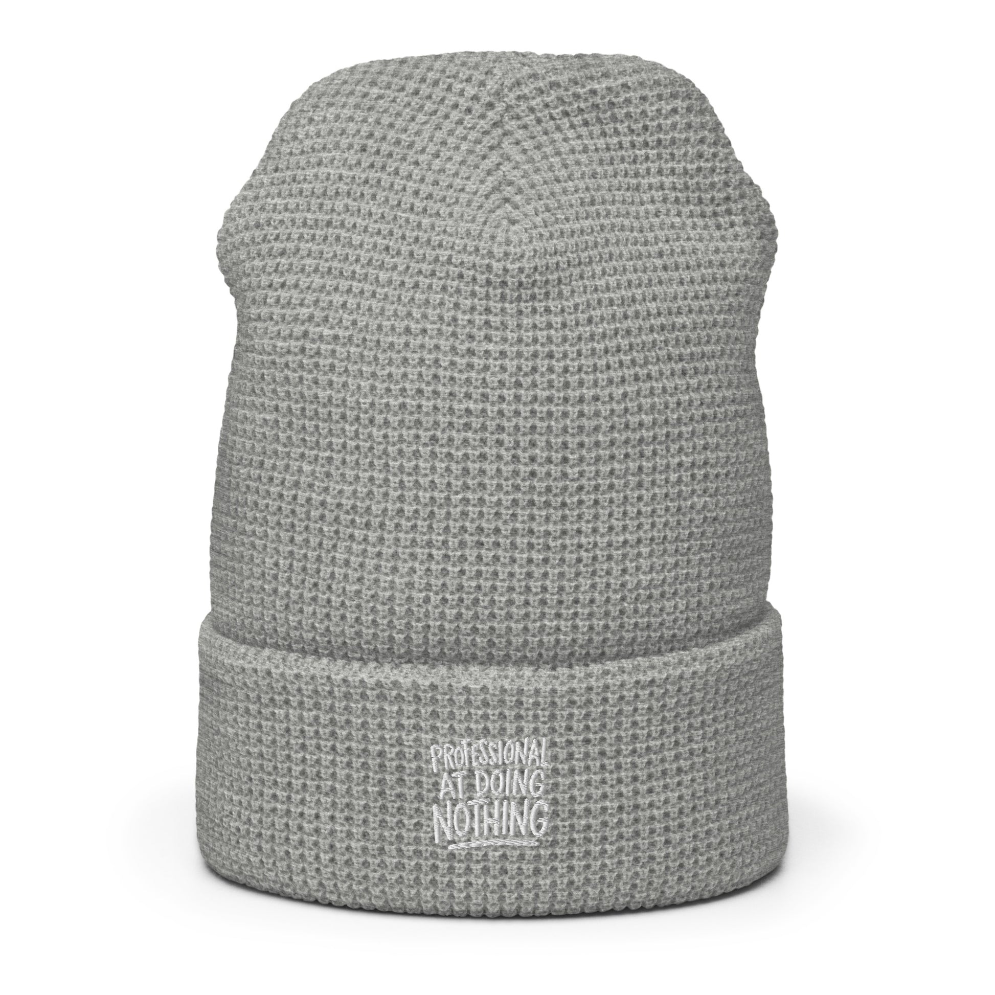 Professional at Doing Nothing - Sarcastic Beanie in Beanie Heather Grey - Front View | Sarcastic Beanie | PureSarcasm