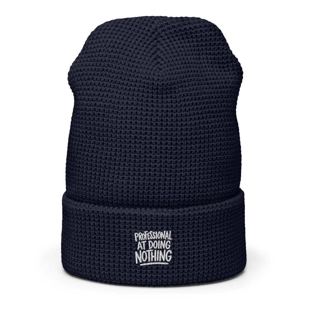 Professional at Doing Nothing - Sarcastic Beanie in Beanie Navy - Front View | Sarcastic Beanie | PureSarcasm