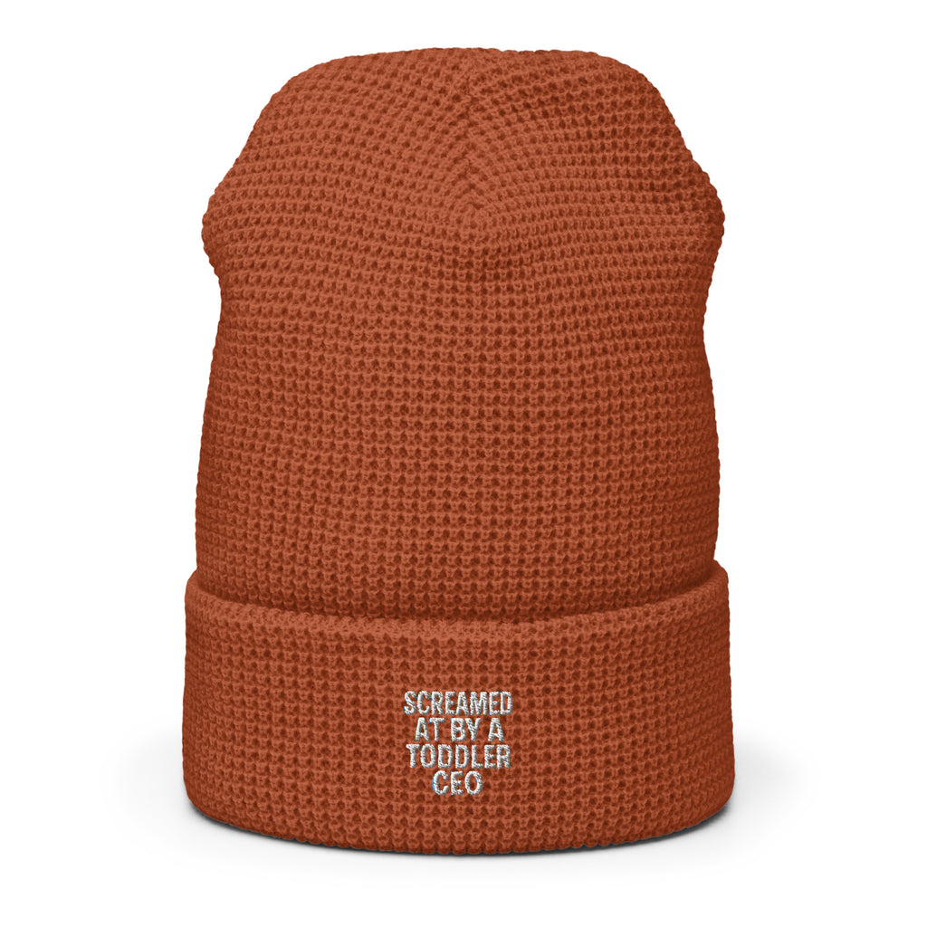 PureSarcasm sarcastic beanie - rust, front view