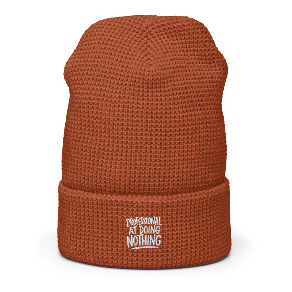 Professional at Doing Nothing - Sarcastic Beanie in Beanie Rust - Front View | Sarcastic Beanie | PureSarcasm