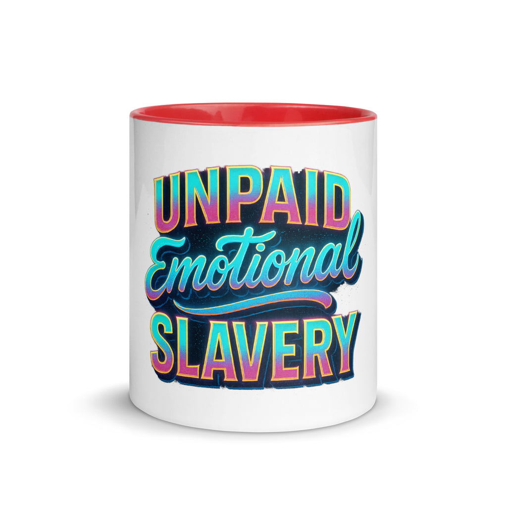 Unpaid Emotional Slavery sarcastic mug from PureSarcasm
