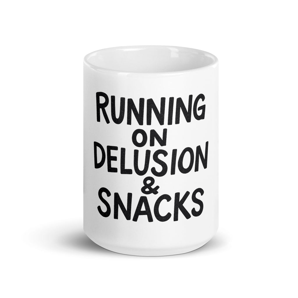 Running on Delusion & Snacks - Sarcastic Mug in Oz - Front View | Sarcastic Mug | PureSarcasm