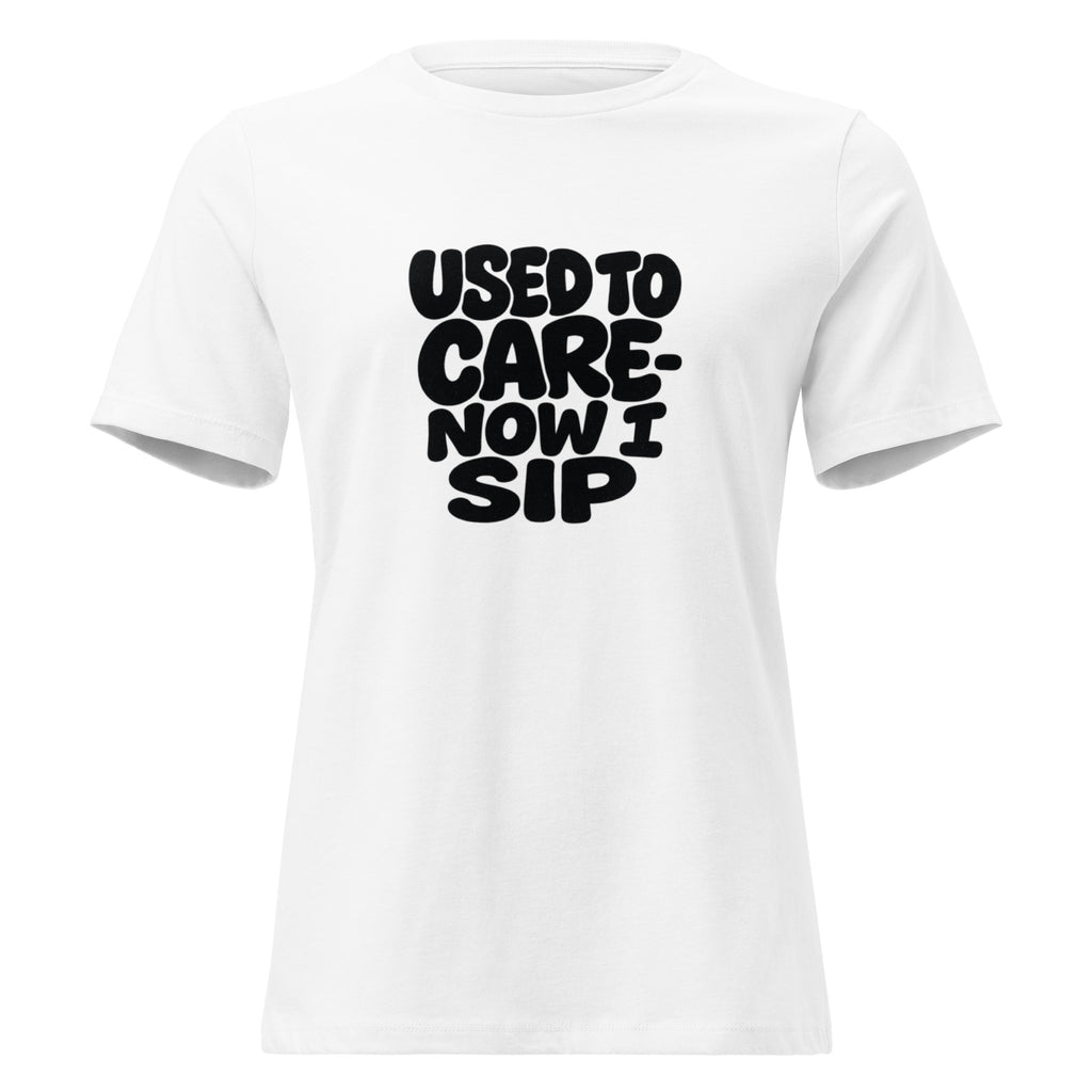 Used to Care sarcastic tumbler - t white, front view