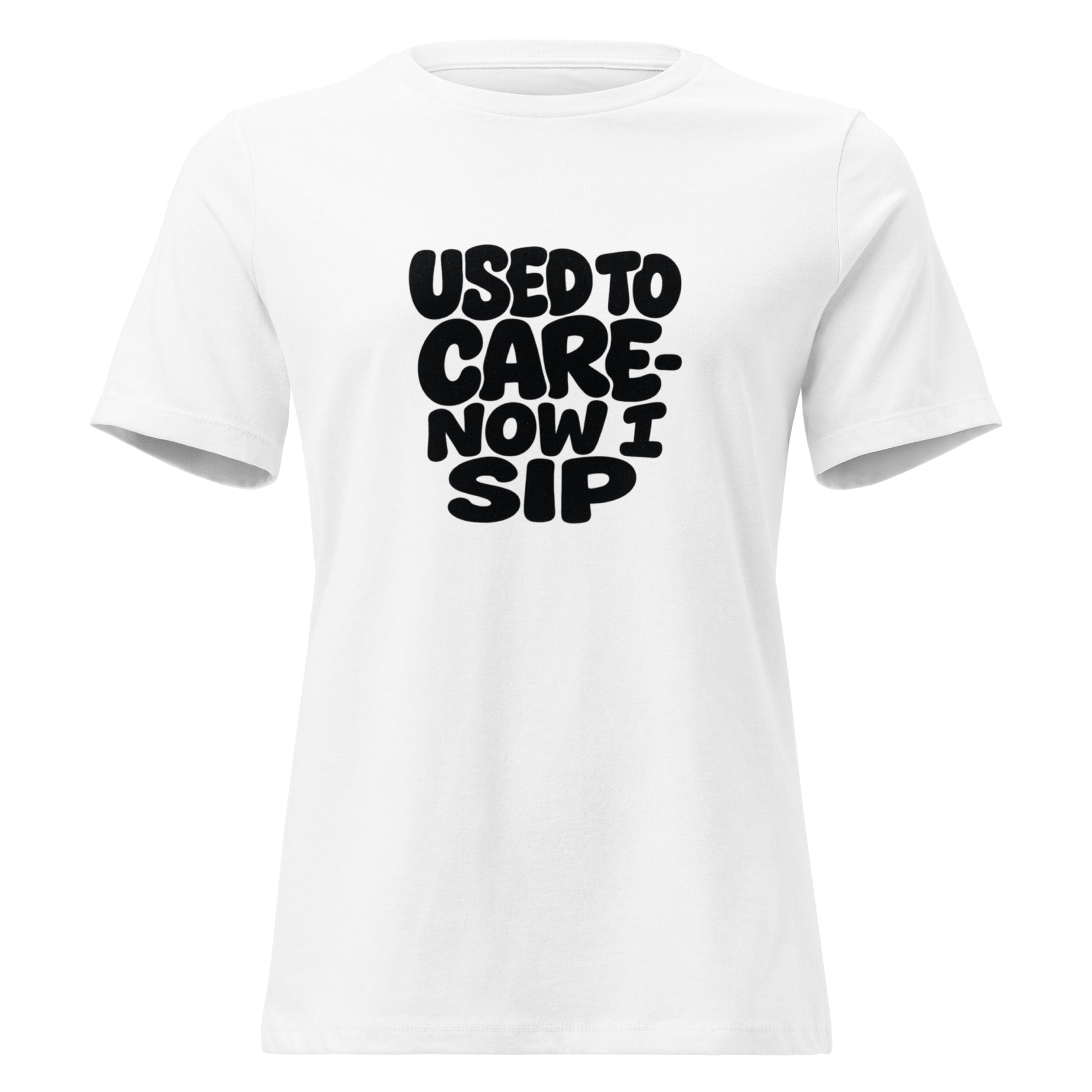 Used to Care sarcastic tumbler - t white, front view