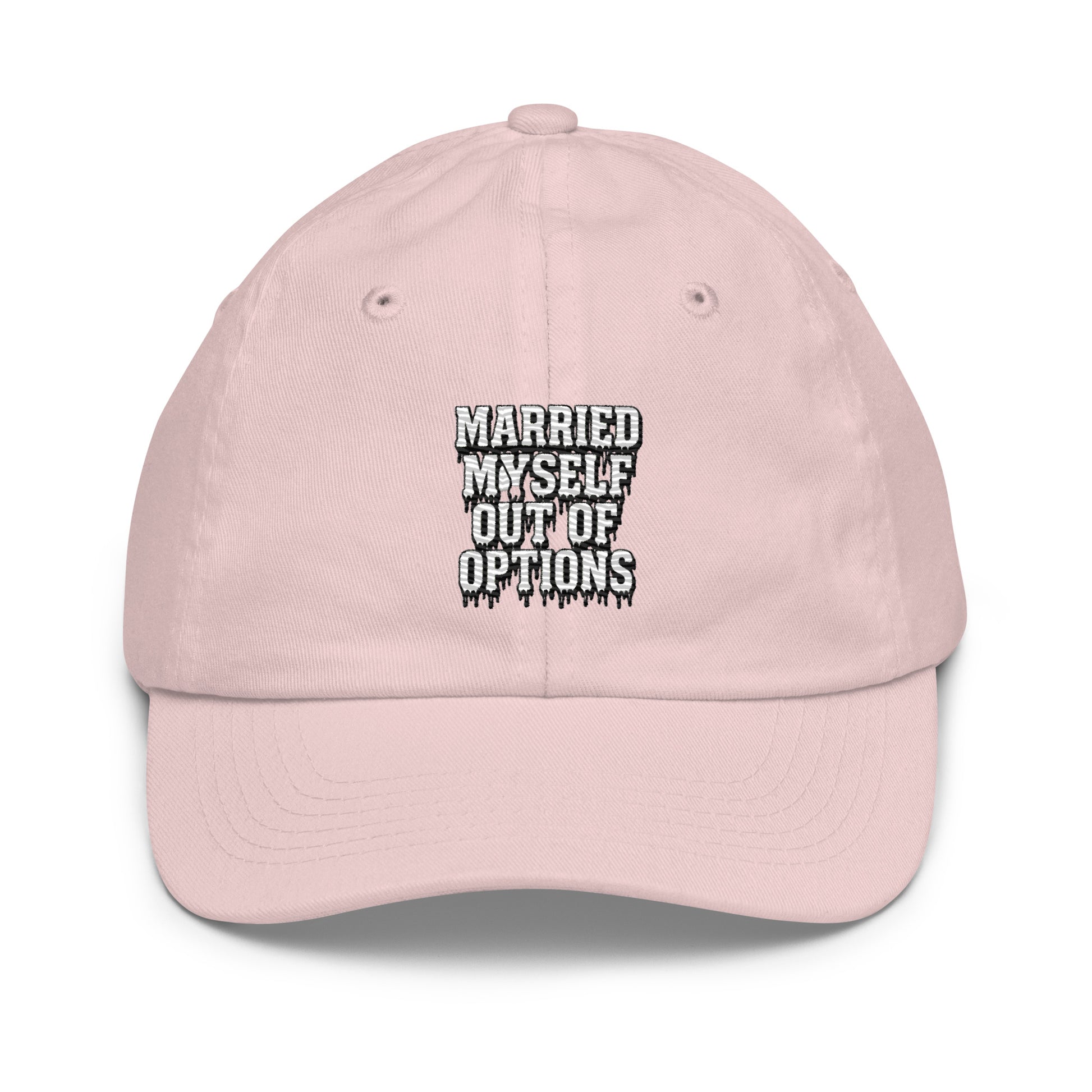 Married Myself Out of Options - Sarcastic Hat | PureSarcasm in Cap Light Pink - Front View | Sarcastic Hat | PureSarcasm