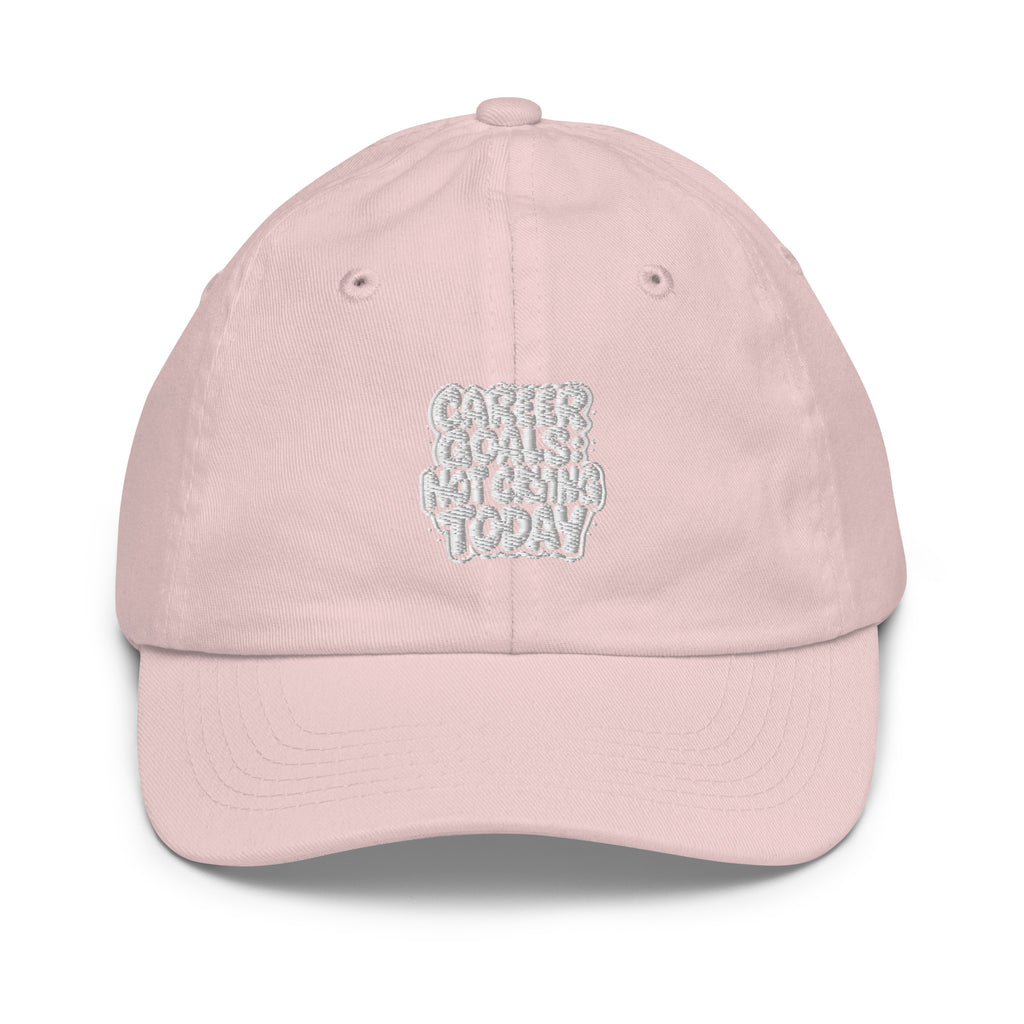 Career Goals: Not Crying Today - Sarcastic Hat in Cap Light Pink - Front View | Sarcastic Hat | PureSarcasm