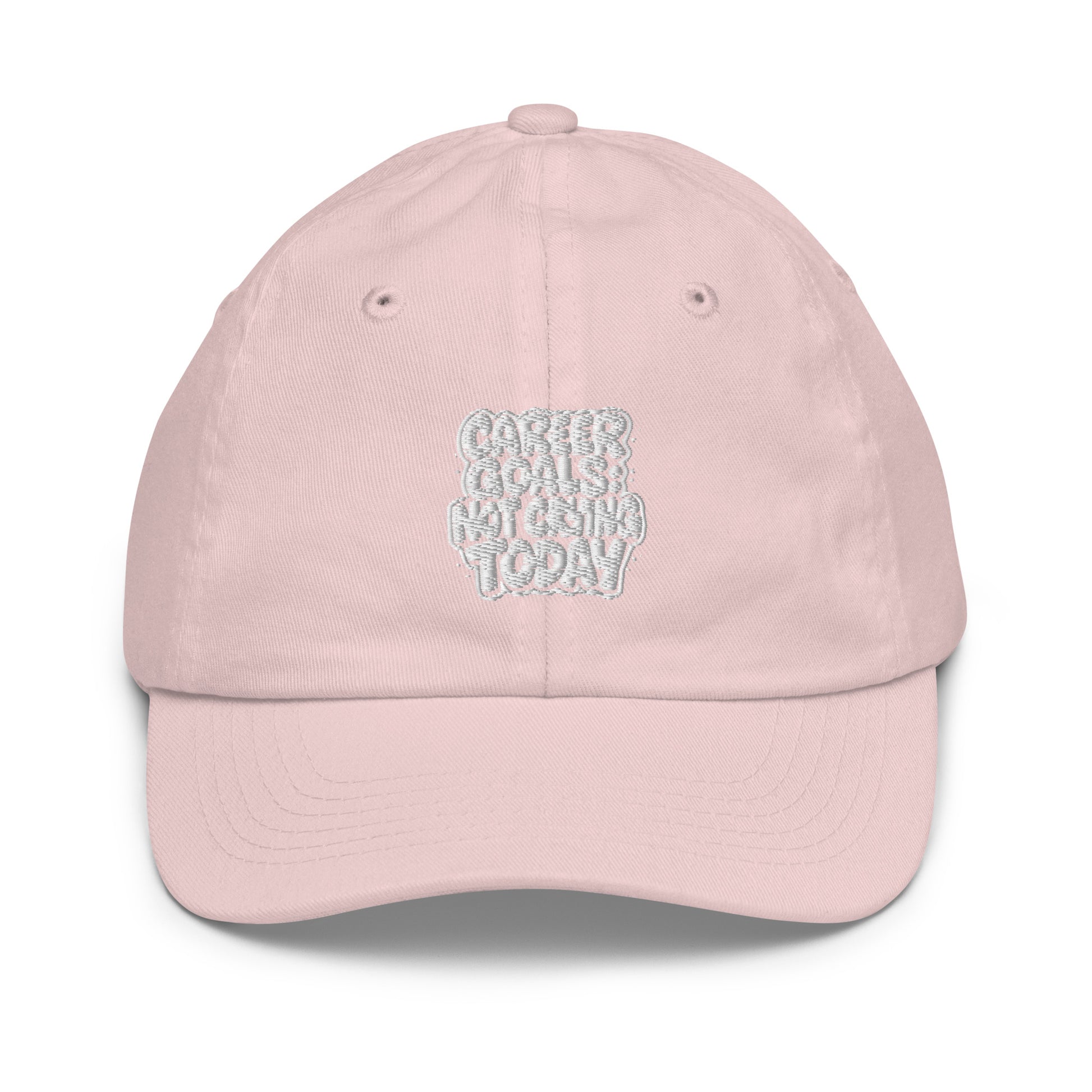 Career Goals: Not Crying Today - Sarcastic Hat in Cap Light Pink - Front View | Sarcastic Hat | PureSarcasm