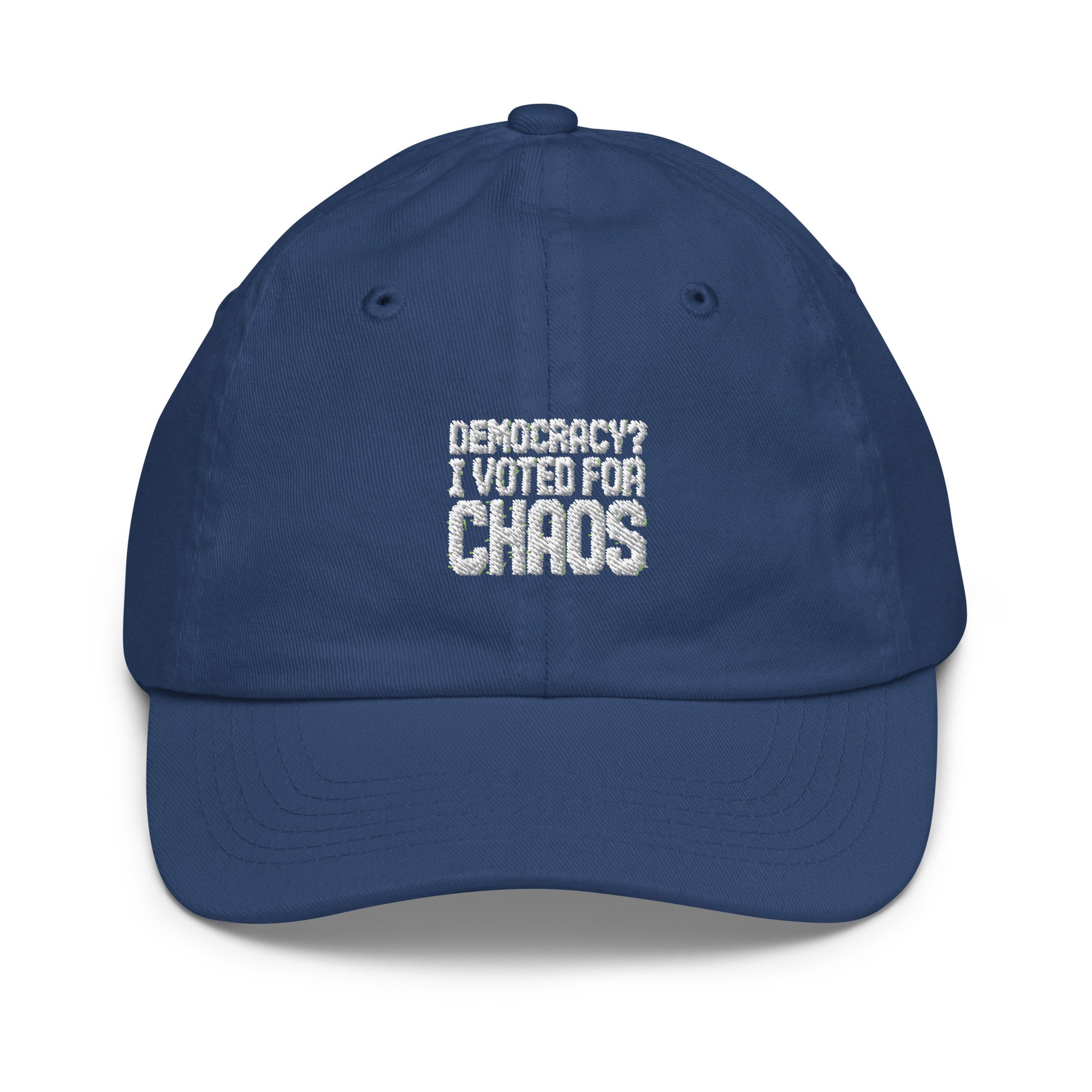 Democracy? I Voted for Chaos - Sarcastic Hat | PureSarcasm in Baseball Cap Royal - Front View | Sarcastic Hat | PureSarcasm